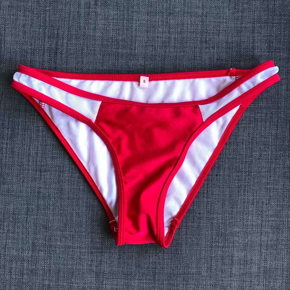 Red Mesh Bikini Bottoms